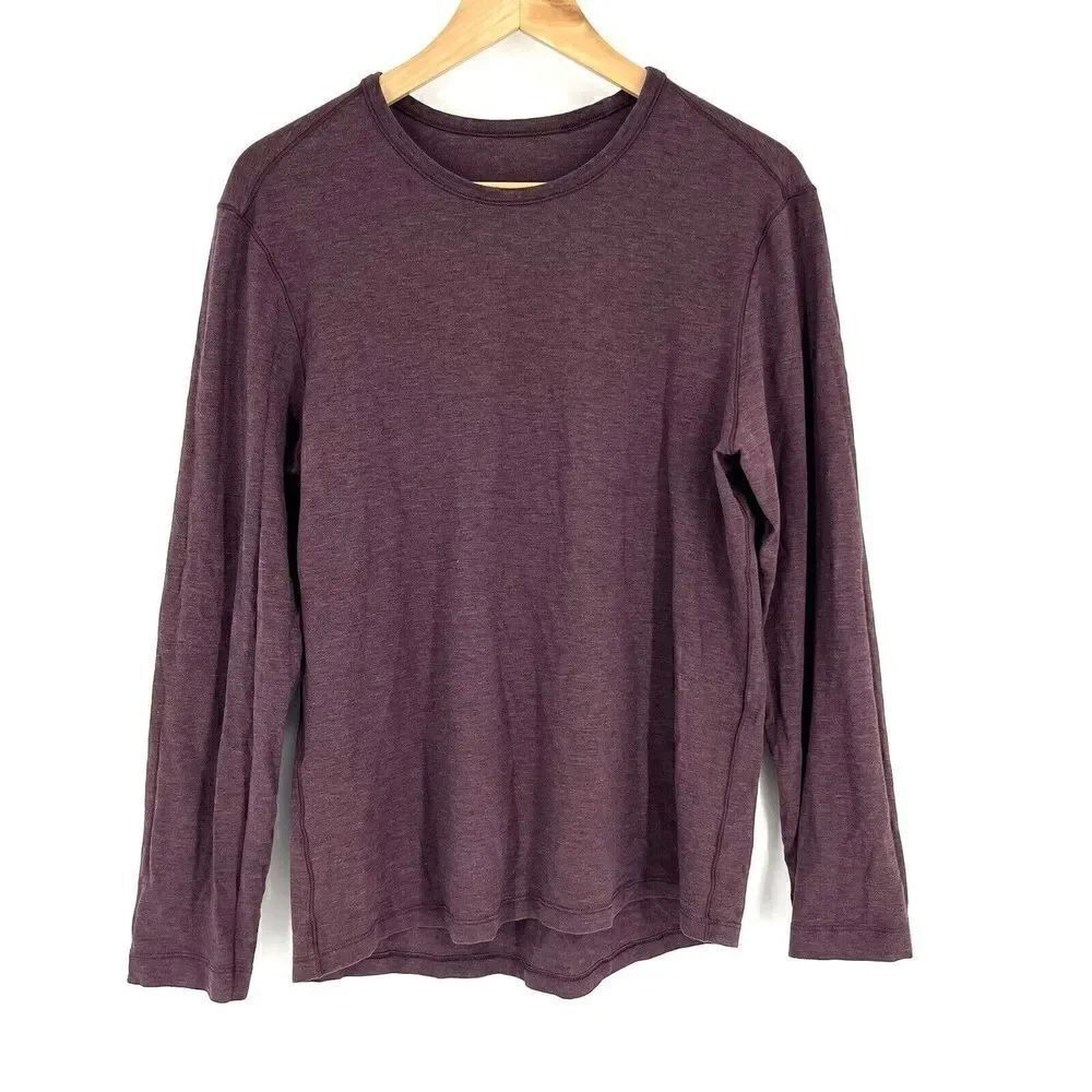 Lululemon T Shirt Size Small Mens Black Cherry Red 5 Year Basic Long Sleeve Tee